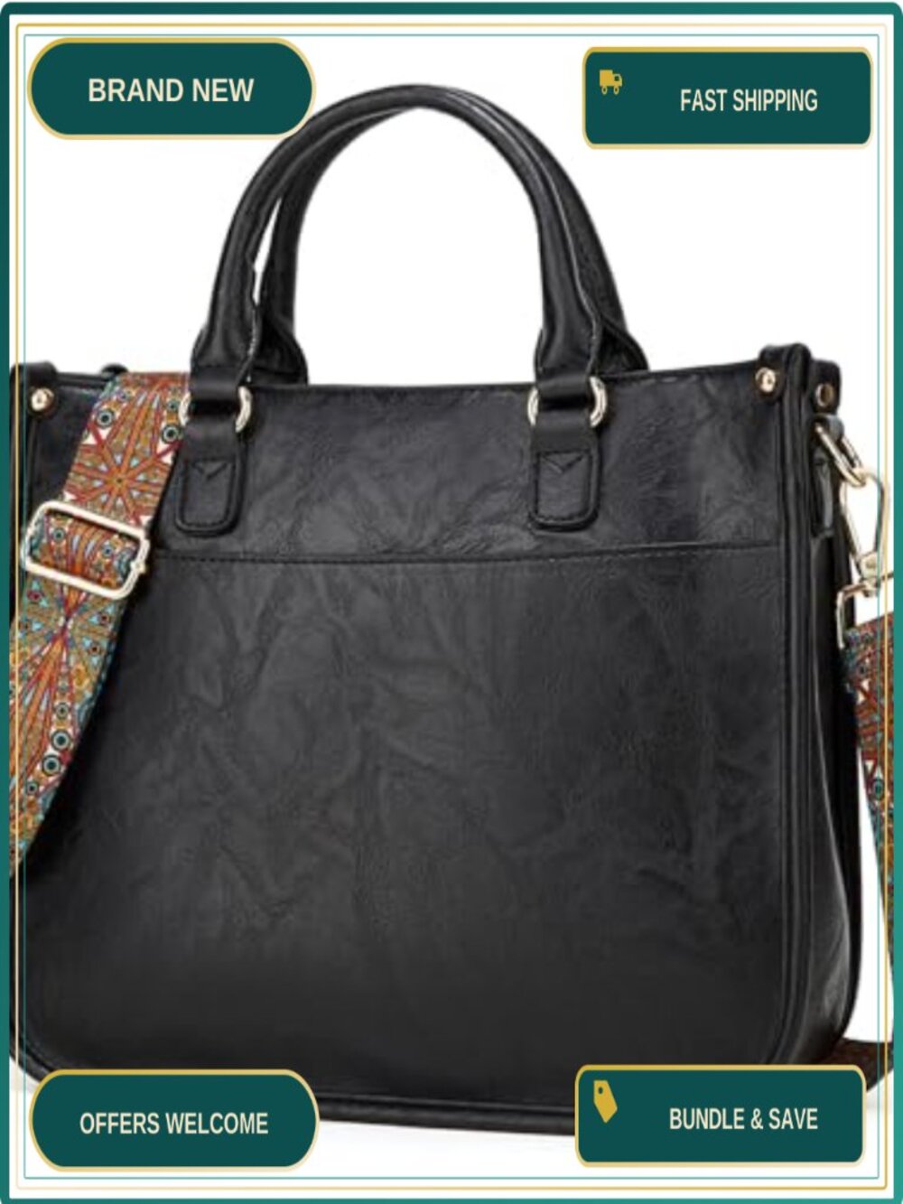 PU Leather Satchel Crossbody Bag Top Handle Tote Purse for Women